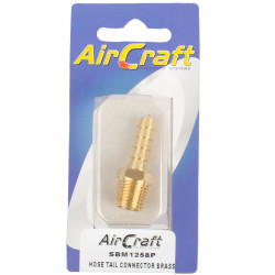 HOSE TAIL CONNECTOR BRASS 1/4M X 8MM 1PC PACK