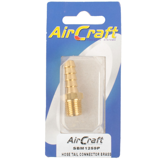HOSE TAIL CONNECTOR BRASS 1/4M X 10MM 1PC PACK HOSE TAIL CONNECTOR BRASS 1/4M X 10MM 1PC PACK
