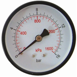 PRESS. GAUGE 63MM REAR FIT 1/4'0-16BAR 0-1600KPA