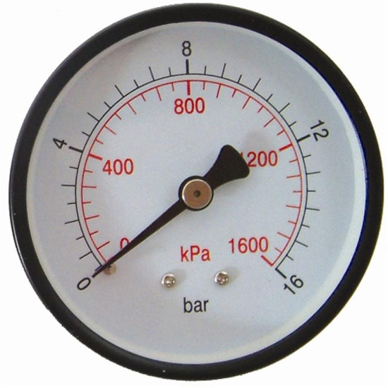 PRESS. GAUGE 63MM REAR FIT 1/4'0-16BAR 0-1600KPA PRESS. GAUGE 63MM REAR FIT 1/4'0-16BAR 0-1600KPA