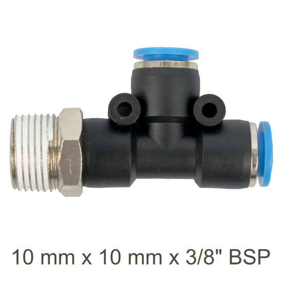 PU HOSE FITTING TEE 10MM X 10MM X 3/8'M PU HOSE FITTING TEE 10MM X 10MM X 3/8'M
