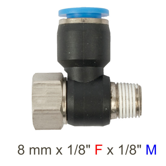 PU HOSE FITTING TEE 8MM X 1/8'F X 1/8'M PU HOSE FITTING TEE 8MM X 1/8'F X 1/8'M