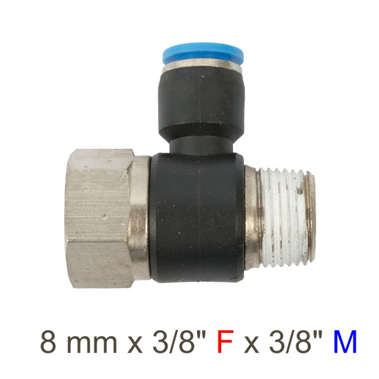 PU HOSE FITTING TEE 8MM X 3/8'F X 3/8'M PU HOSE FITTING TEE 8MM X 3/8'F X 3/8'M