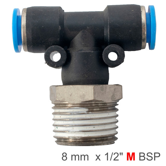 PU HOSE FITTING TEE 8MM-1/2 M PU HOSE FITTING TEE 8MM-1/2 M
