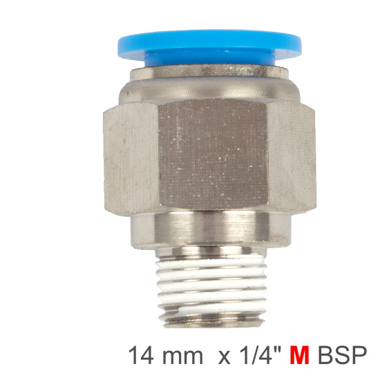 PU HOSE FITTING STRAIGHT STUD 14MM-1/4 M PU HOSE FITTING STRAIGHT STUD 14MM-1/4 M