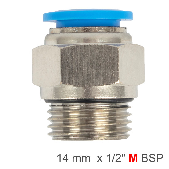 PU FITTING STR. STUD W/O-RING 14MM-1/2' M PU FITTING STR. STUD W/O-RING 14MM-1/2' M