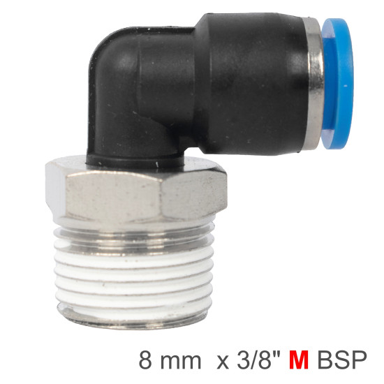 ELBOW 8MM-3/8 M PU HOSE FITTING ELBOW 8MM-3/8 M PU HOSE FITTING