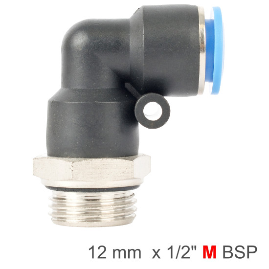 ELBOW W/O-RING 12MM-1/2 M PU HOSE FITTING ELBOW W/O-RING 12MM-1/2 M PU HOSE FITTING