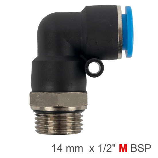 ELBOW W/O-RING 14MM-1/2' M PU HOSE FITTING ELBOW W/O-RING 14MM-1/2' M PU HOSE FITTING