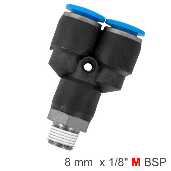 PU HOSE FITTING Y JOINT 8MM-1/8 M PU HOSE FITTING Y JOINT 8MM-1/8 M